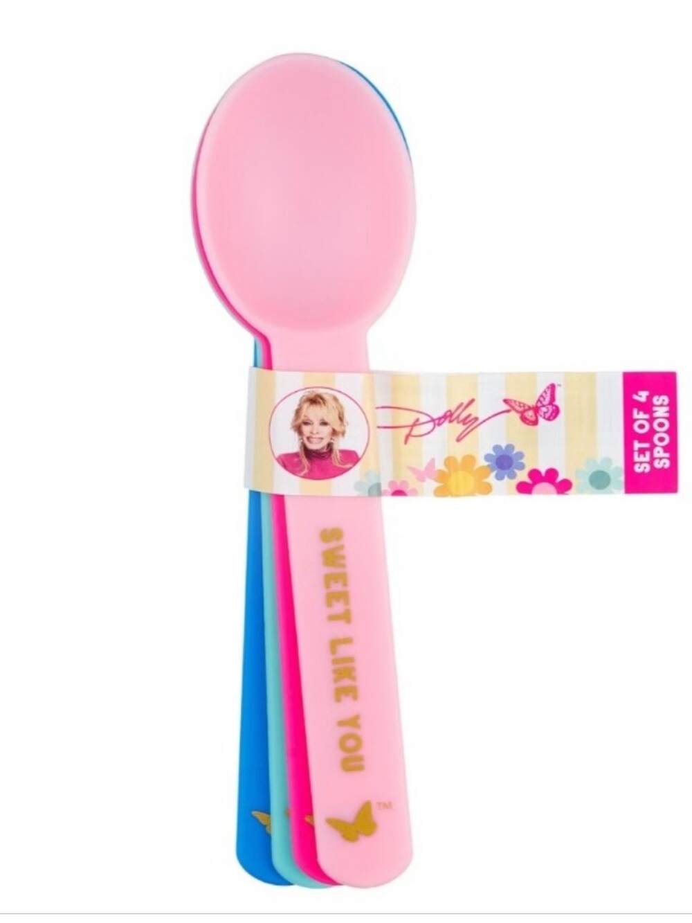 Dolly Sweet Like You Pink & Blue Disposable Party Spoons - Set of 4